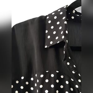 POLKA DOT Dress with Sheer Shoulders